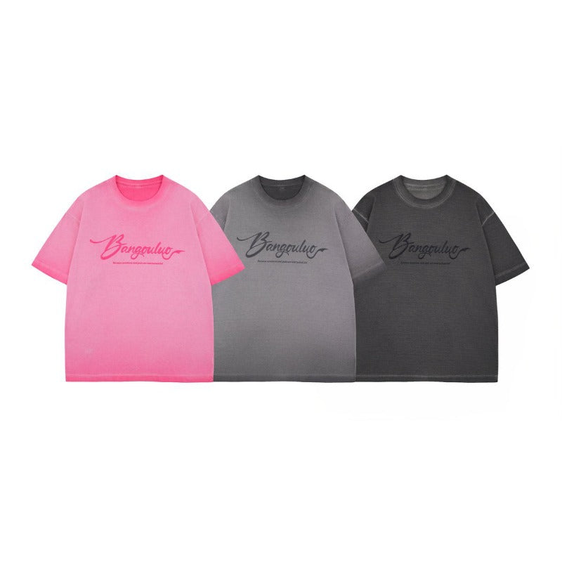 Men's t-shirt - american style, unisex, summer streetwear, washed & distressed, premium design, letter print, relaxed fit, crew neck, short sleeve