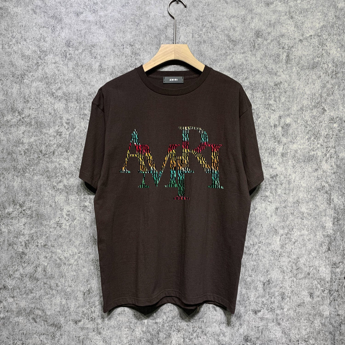 Amiri t shirts rainbow letter printing short sleeve