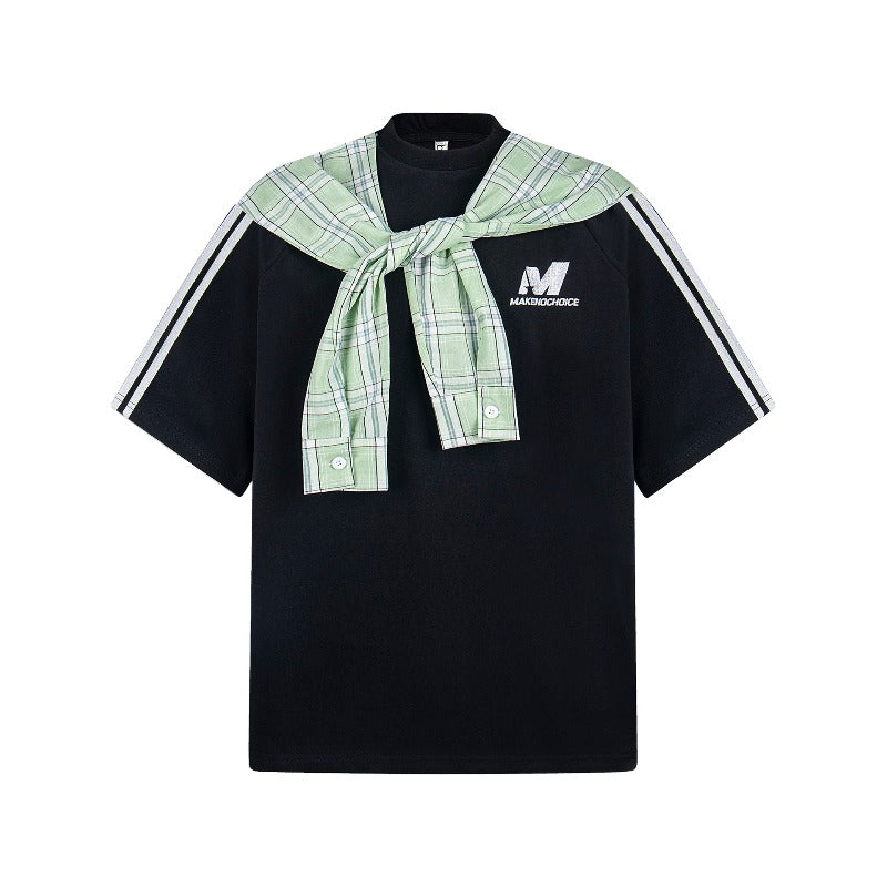 Men t shirt american retroneutral style g double gauze square scarf shawl half sleeve design men's loose short sleeve t-shirt