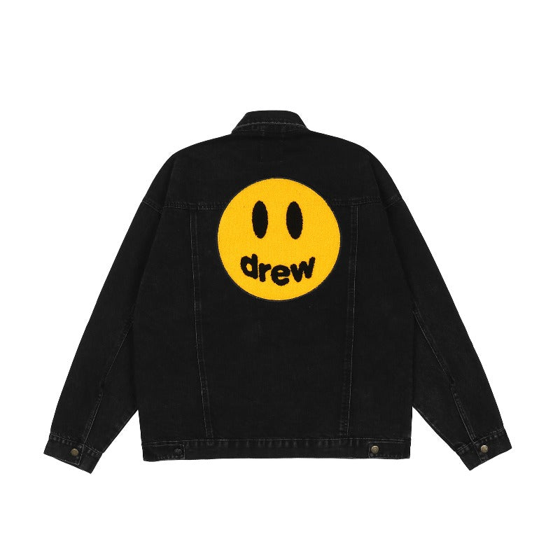 Drew house jacket - autumn/winter d@ew towel embroidery smiley face letter casual denim jacket