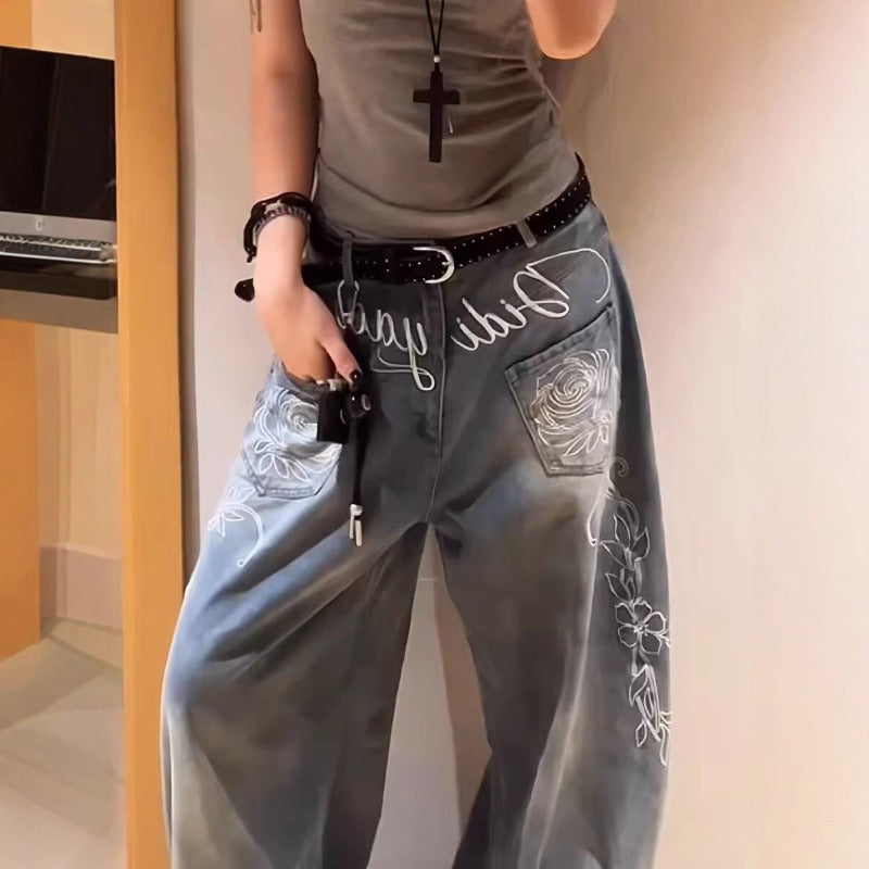 Women's jeans women's loose Y2K wide-leg pants