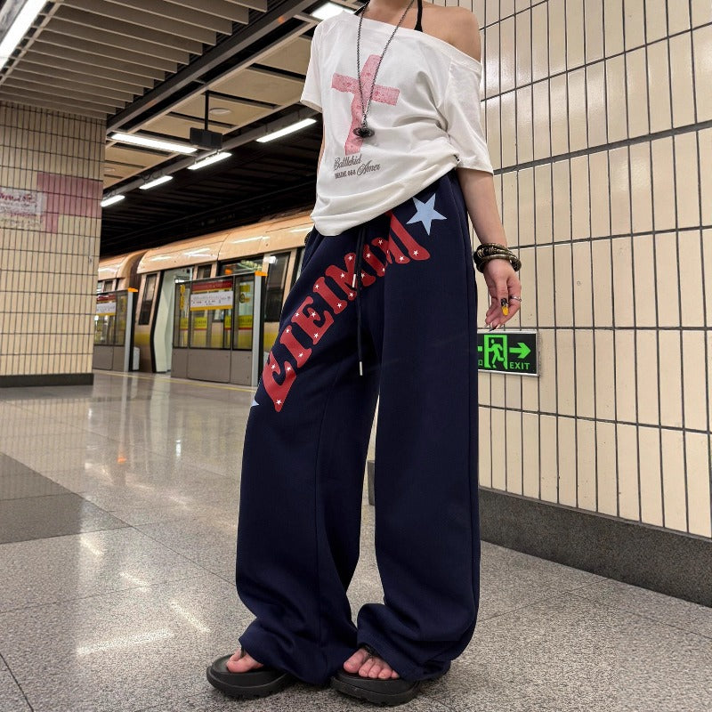 Women's Jeans Retro Double Waist Elastic Waist Sweatpants Women