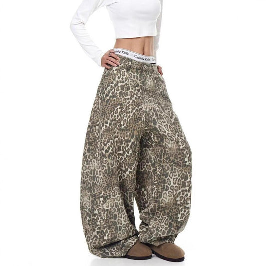 Women's Jeans Vintage Loose Y2K Leopard Jeans Women