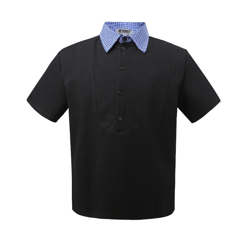 Men t shirt k american retro deconstructed classy street trend lapel design men's short wide cleanfit short sleeve t-shirt