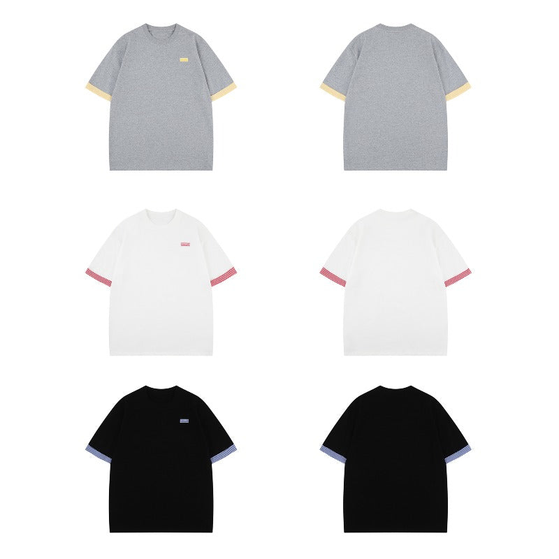 Men's t-shirt: american streetwear summer style - deconstructed, high-end, patchwork, relaxed fit, short-sleeve tee