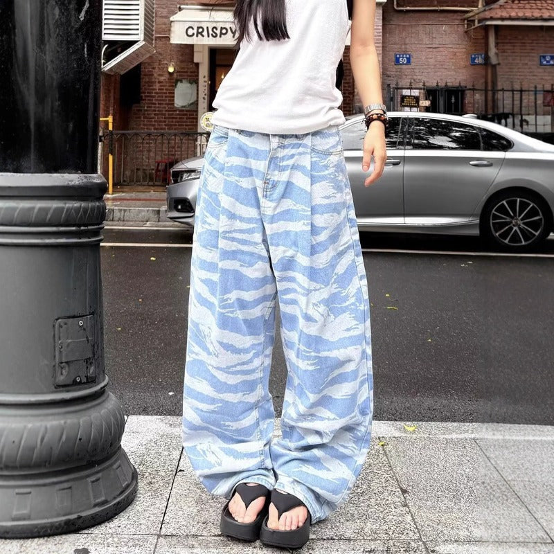 Women jeans retro camouflage women loose