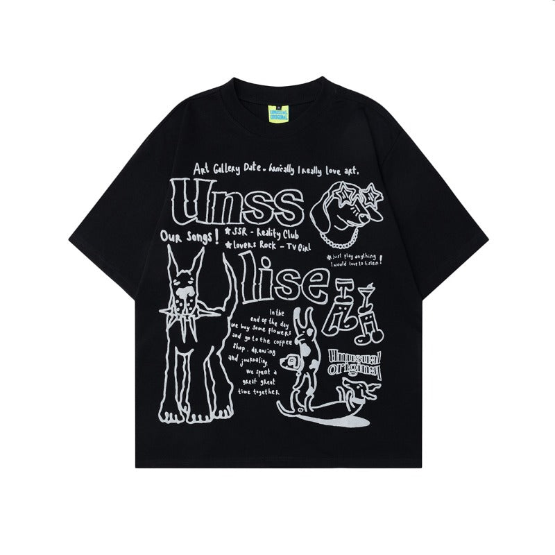 Men's t-shirt - american summer unisex premium cartoon graphic design retro men's high-end short sleeve tee