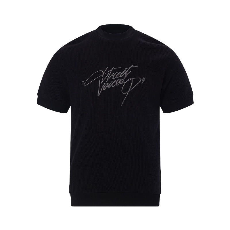 Men's t-shirt - vintage unisex style, textured micro-stretch fabric, solid color design, men's high street slim fit short sleeve tee