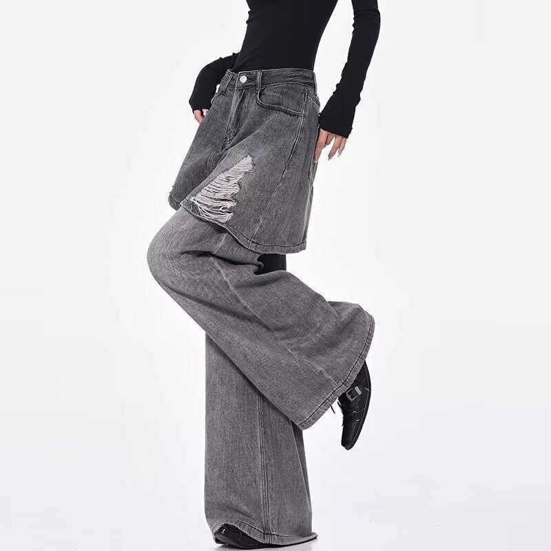 Women jeans retro washed