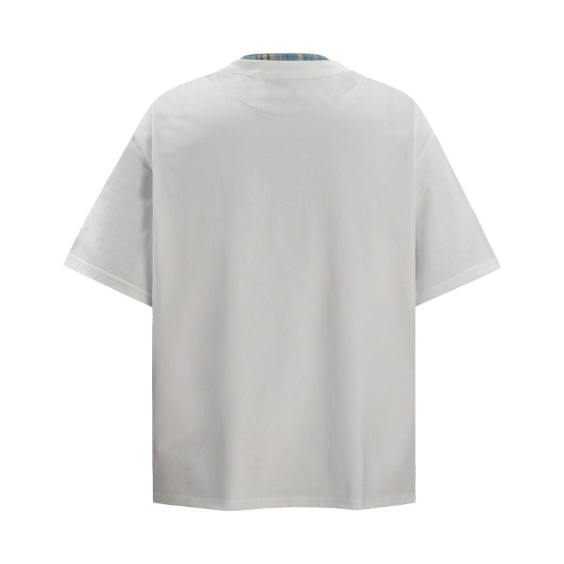Men's t-shirt - american streetwear retro faux two-piece design, relaxed fit, premium quality, cool-touch short sleeve tee