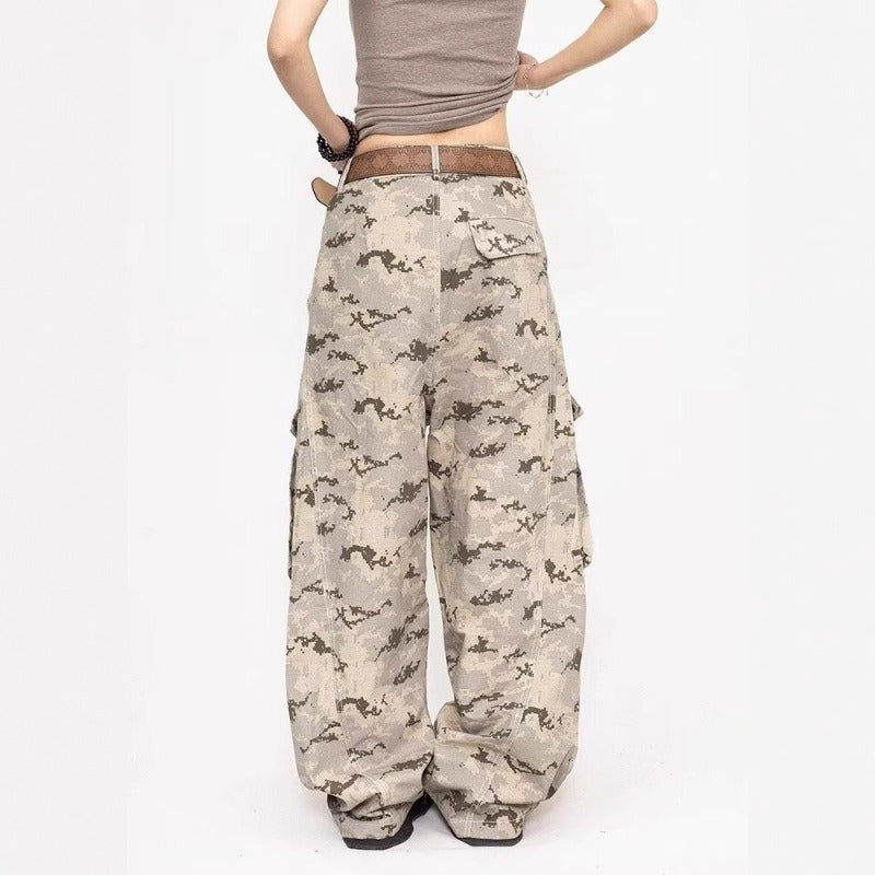 Women's jeans women's retro camouflage tooling