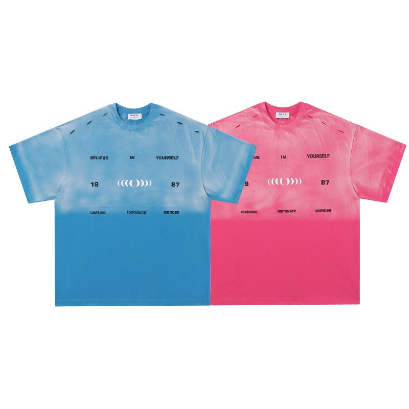 Men's t-shirt - american street style, summer, unisex, washed & distressed, premium design, men's loose fit short sleeve tee
