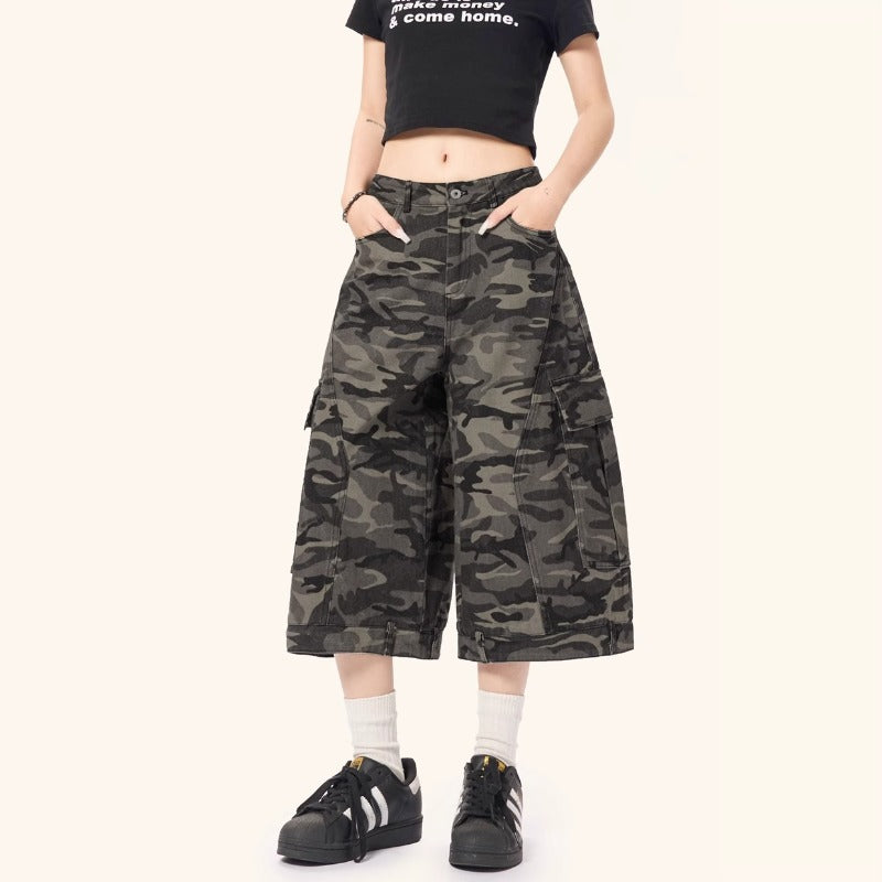 Women's jeans women's summer loose camouflage capris