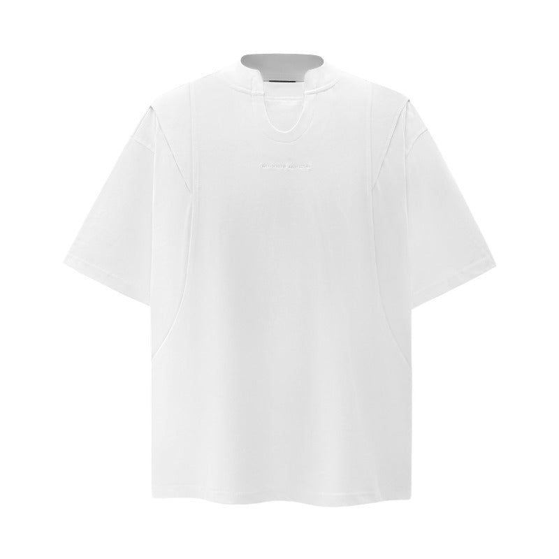 Men's t-shirt: american summer, unisex, premium solid color, retro deconstructed design, high-end short-sleeve tee