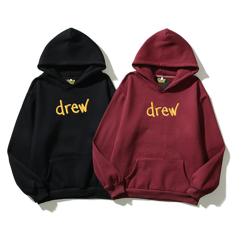 Drew house hoodie spring and summer d@ew embroiderstereoletter fleece hooded sweatshirt