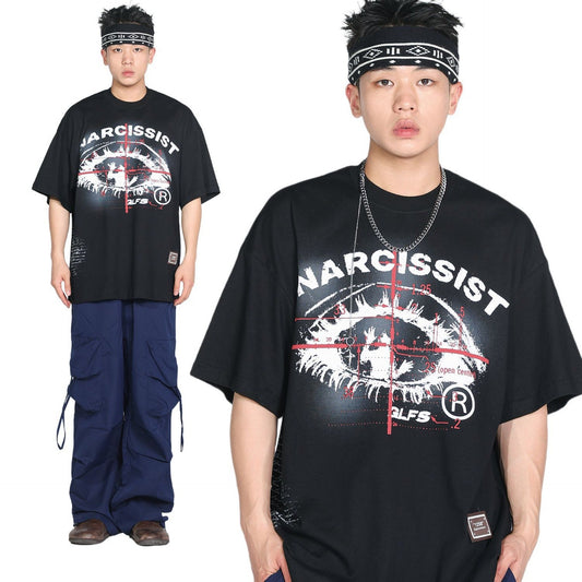 Unisex T-shirts Summer Cross Eyes Men's Loose Short Sleeve T-Shirt