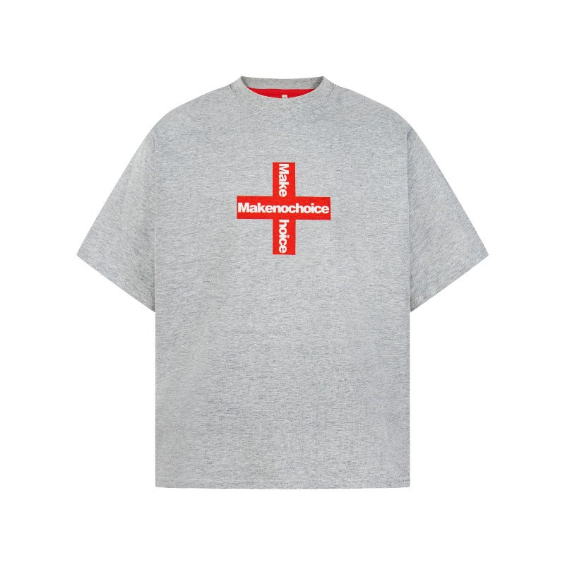 Men's t-shirt - american retro unisex color block letter print short sleeve design - men's high street loose fit tee