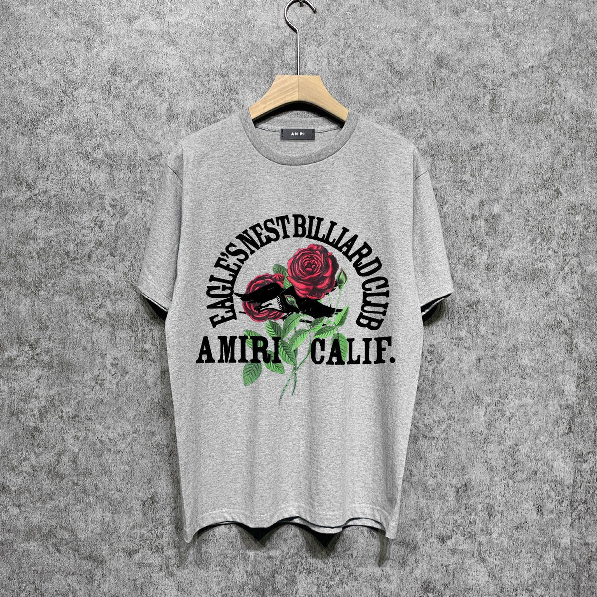Amiri t shirts rose printing short sleeve