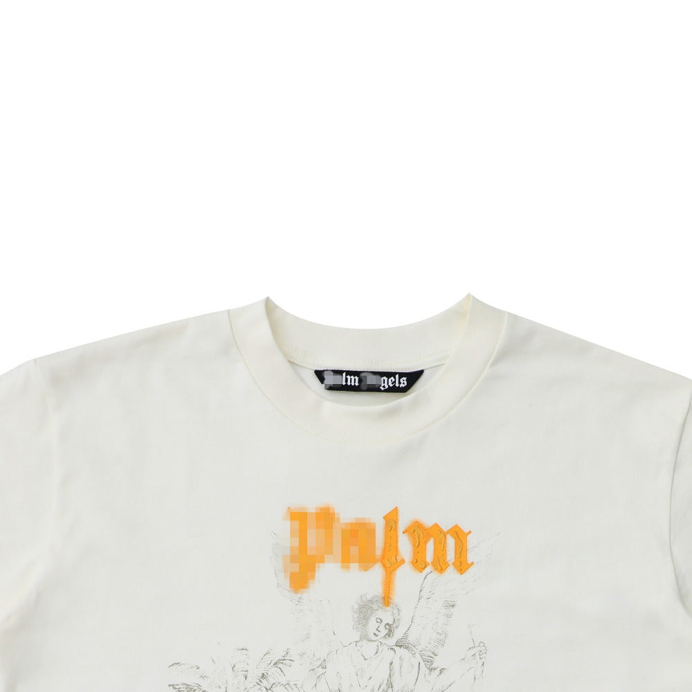 Palm Angels T Shirts Vintage Statue Stream Lacquer Foam Letter Short Sleeve T-Shirt