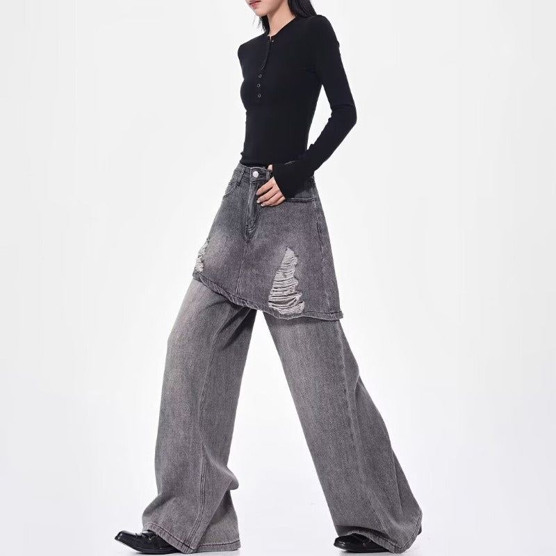 Women jeans retro washed