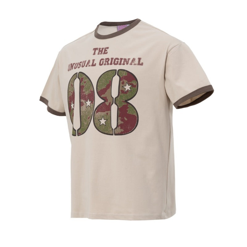 Men's t-shirt - american high street retro streetwear couple's style letter print basketball jersey design - men's crew neck slightly loose fit short sleeve t-shirt