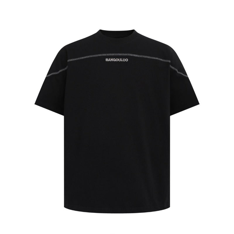 Men's t-shirt: american streetwear summer unisex premium logo embroidery design, men's loose fit short sleeve tee