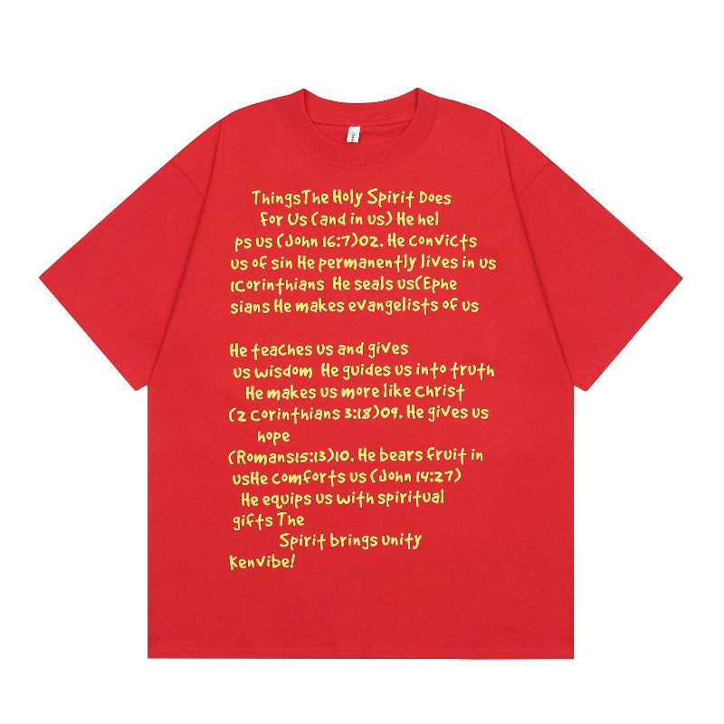 Men's t-shirt - american retro streetwear, unisex letter print graphic, short sleeve design, high street loose fit short sleeve tee