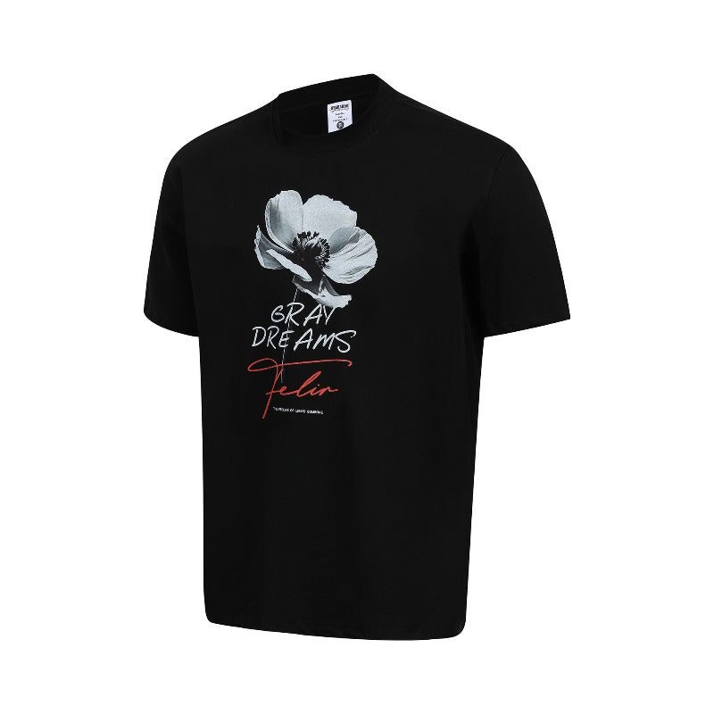 Men's t-shirt - american retro couple style streetwear deconstructed floral print design - men's crew neck slim fit short sleeve t-shirt