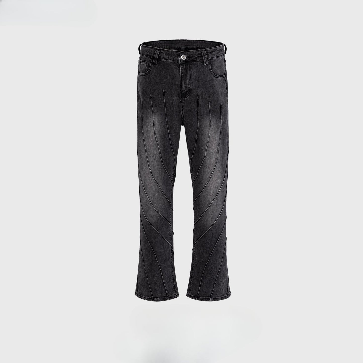 MIJKO Men's Vintage Pants MIJKO Washed Old Trousers Men's and Women's Textured Splicing Jeans