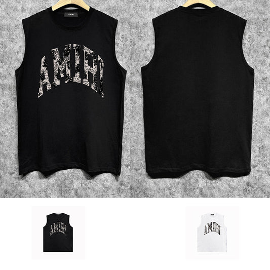 Amiri tank top with cracked letterprinting