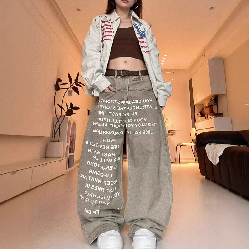 Women jeans autumn loose wide legs