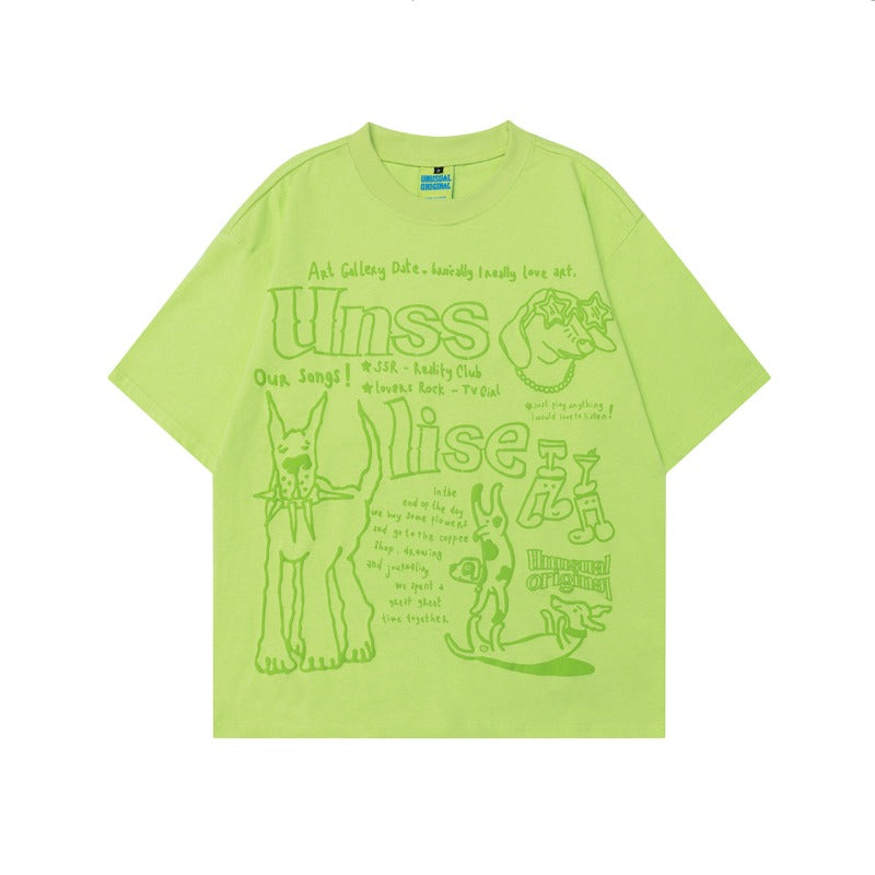 Men's t-shirt - american summer unisex premium cartoon graphic design retro men's high-end short sleeve tee
