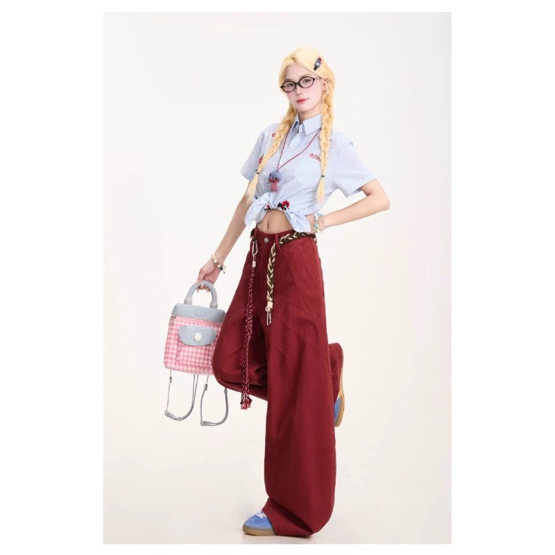 Women jeans with belt women retro