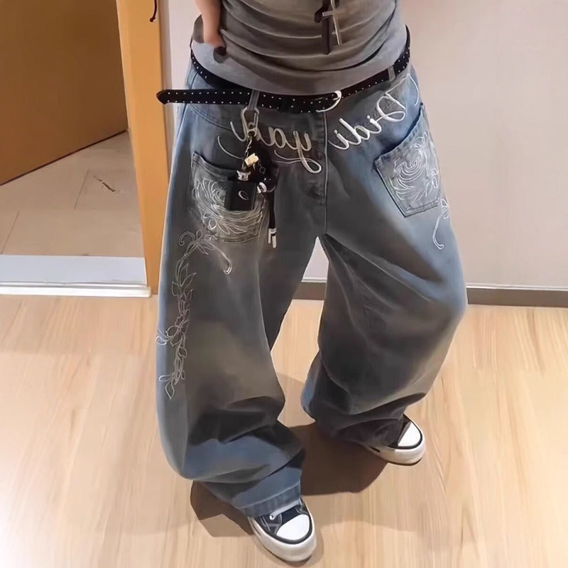 Women's jeans women's loose Y2K wide-leg pants