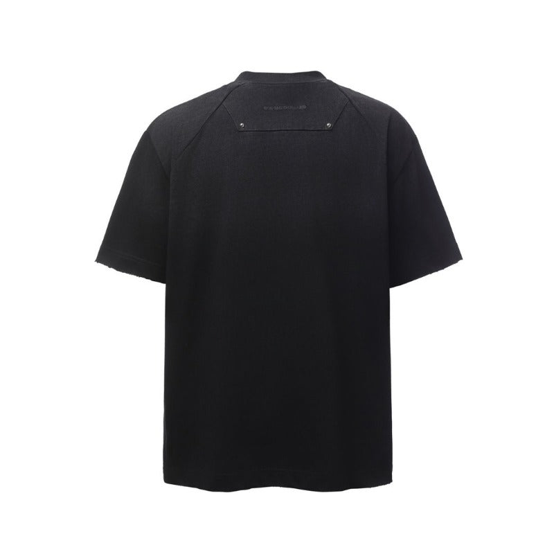 Men's t-shirt: american retro heavyweight double yarn embroidered logo deconstructed design high street oversized short sleeve tee