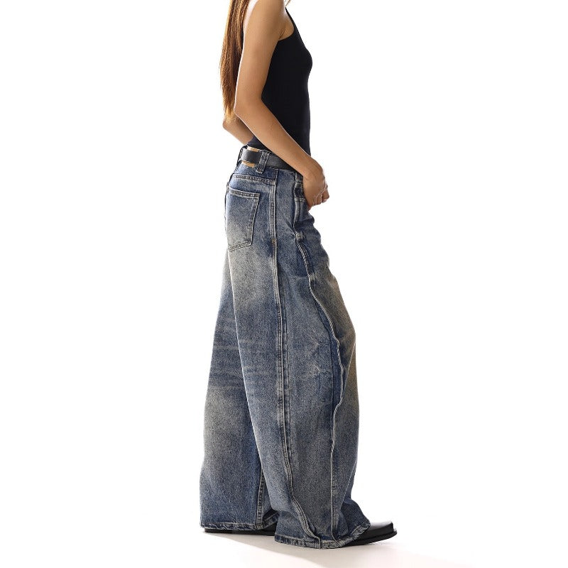 Women jeans women retro high waist loose