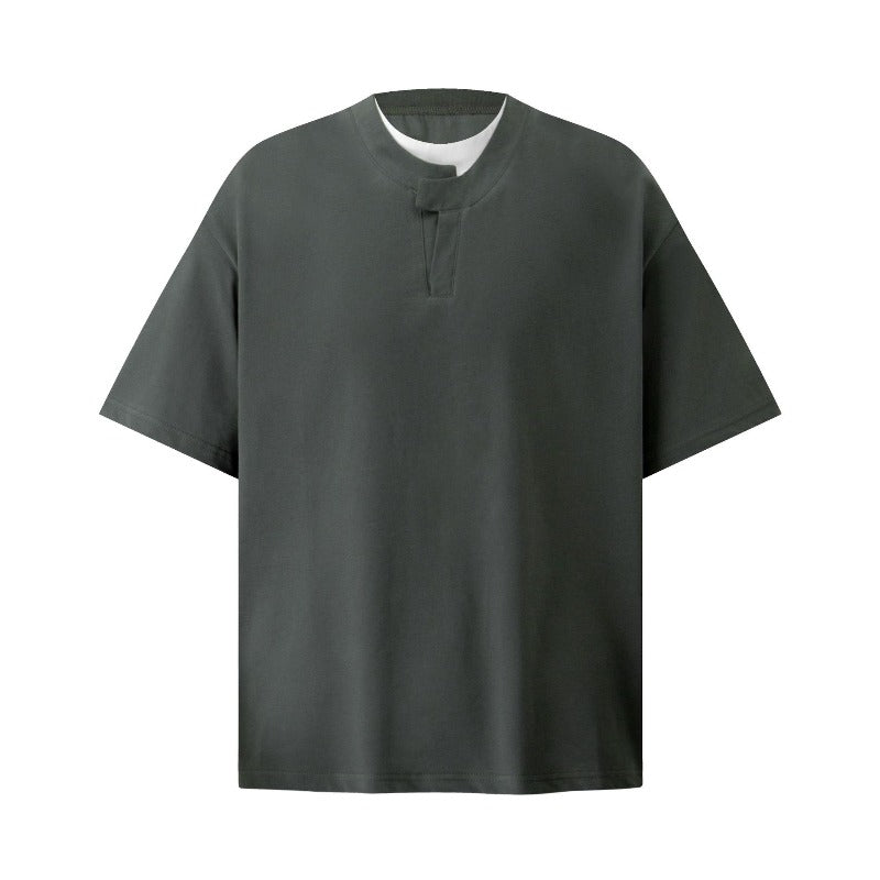 Men's t-shirt: american streetwear style, unisex, premium summer look, faux two-piece deconstructed design, men's short-sleeve t-shirt with a relaxed fit