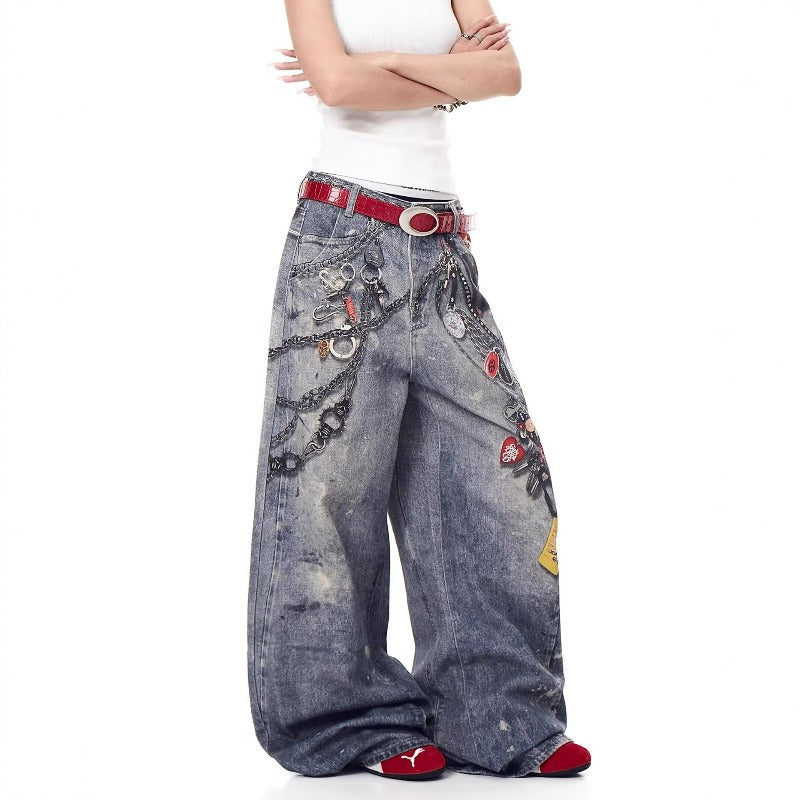 Women jeans women loose wide legs straight
