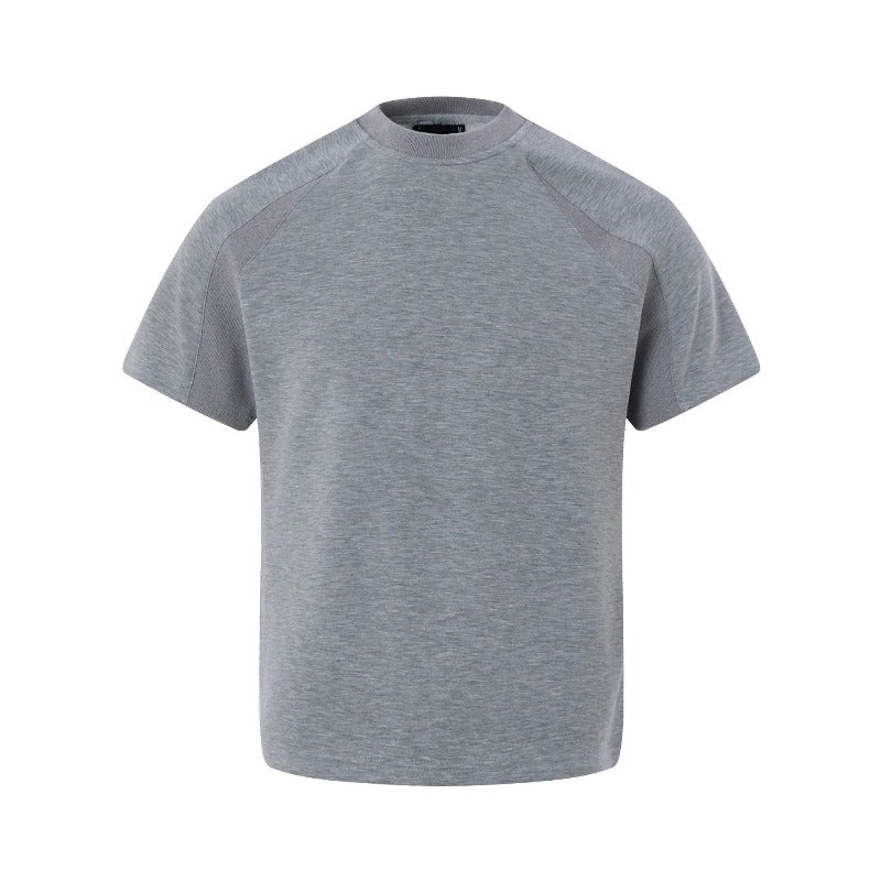 Men's t-shirt - american retro unisex air layer solid color versatile design - men's high street slim fit short sleeve tee