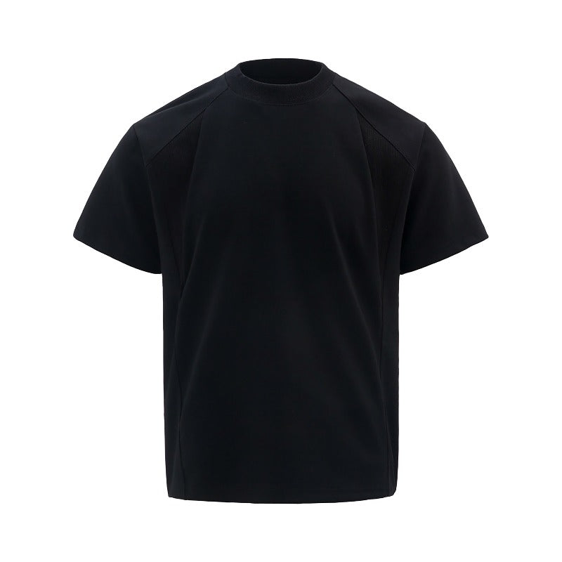 Men's t-shirt - american retro unisex air layer solid color deconstructed design - men's high street slim fit short sleeve tee