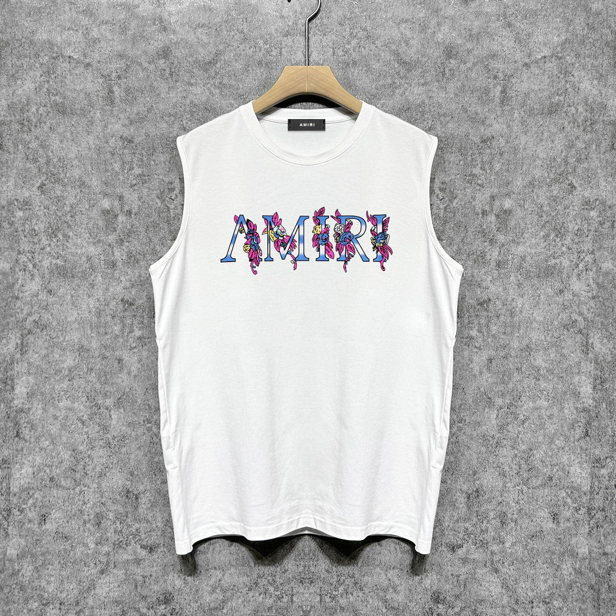 Amiri tank top pink flower letterprinting