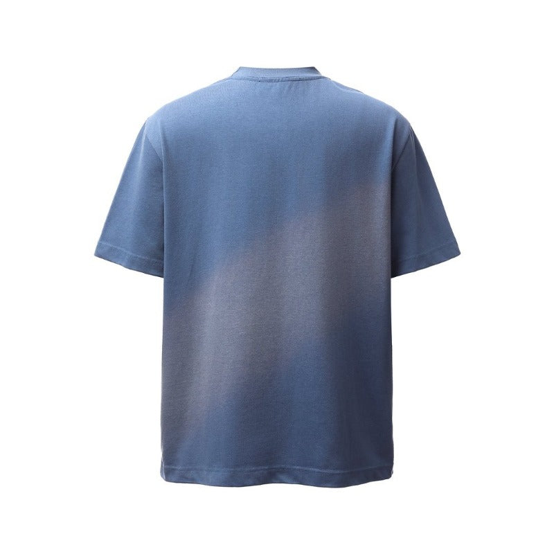 Men's t-shirt - american retro heavyweight double yarn high-quality washed and distressed print design, men's loose fit short sleeve tee
