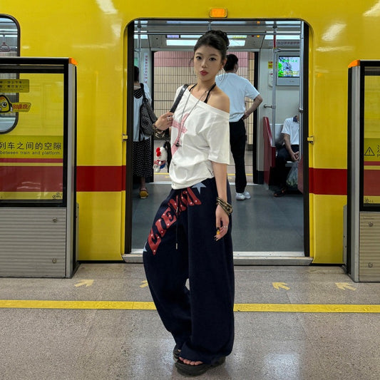 Women's Jeans Retro Double Waist Elastic Waist Sweatpants Women