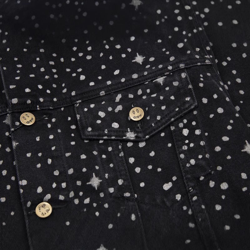 Drew house jacket spring & fall d@ew embroider smiley face letter splash ink denim outwear