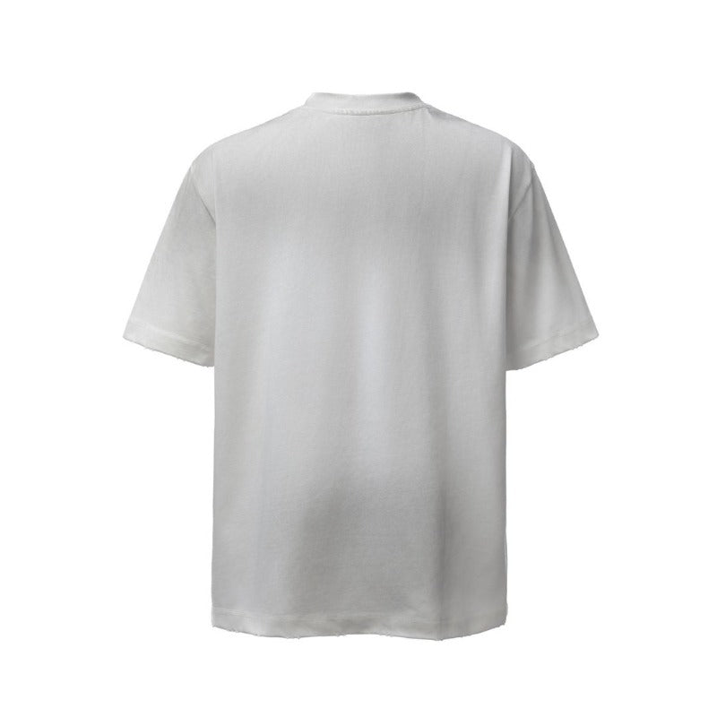 Men's t-shirt - american retro heavyweight double yarn distressed print design, men's high street oversized short sleeve tee