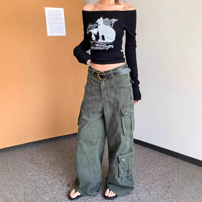 Women jeans american retro summer loose