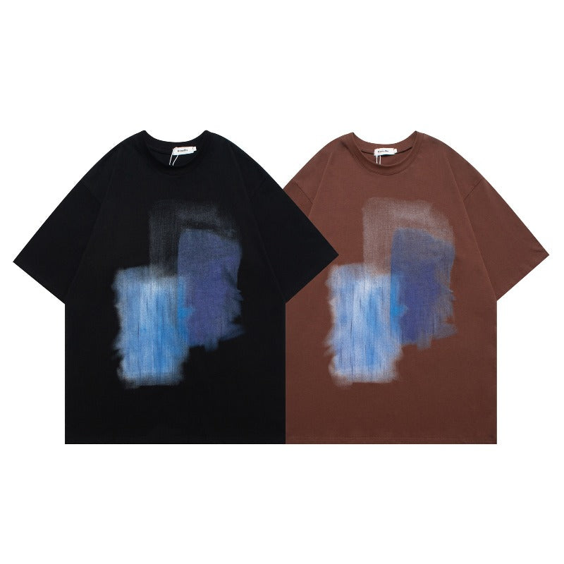 Men's t-shirt - american retro streetwear, unisex, creative print graphic, short sleeve design, men's high street loose fit short sleeve tee