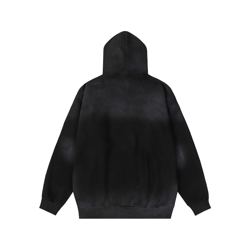 Drew house hoodie - autumn/winter d@ew flame letter washed & distressed fleece-lined hooded sweatshirt