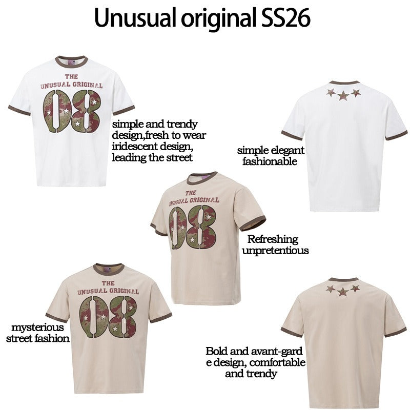 Men's t-shirt - american high street retro streetwear couple's style letter print basketball jersey design - men's crew neck slightly loose fit short sleeve t-shirt