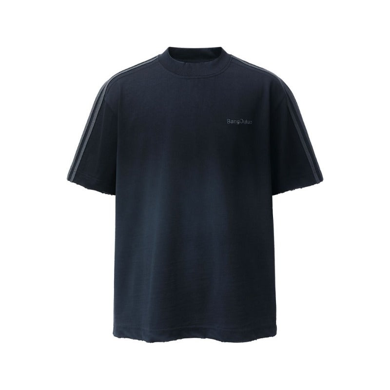 Men's t-shirt: american retro heavyweight double yarn logo embroidery spray-dye design, men's high street loose fit short sleeve tee